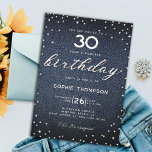 Denim Diamonds Elegant Classy 30. Geburtstag Party Einladung<br><div class="desc">Eine einfache, moderne, elegante und schicke Geburtstagsfeier-Einladung mit einem denim Hintergrund, das Wort BIRTHDAY mit weißen Diamanten (simuliert, nicht echte Diamanten) und in der modernen Kalligraphie-Skript, und Typografie in Weiß. Ein klassischer "Denim and Diamonds" 30. Geburtstag für Frauen Design, der für jedes Alter angepasst werden kann, an ihrem 21., 30.,...</div>