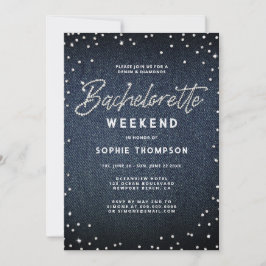 Denim Diamonds Elegant Classy Bachelorette Weekend Einladung