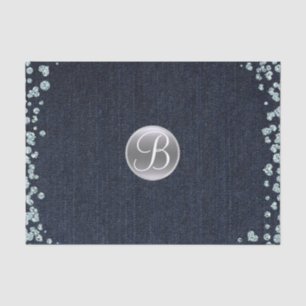 Denim Diamonds Funkel Glam Monogramm Anfangsbuchst Seidenpapier