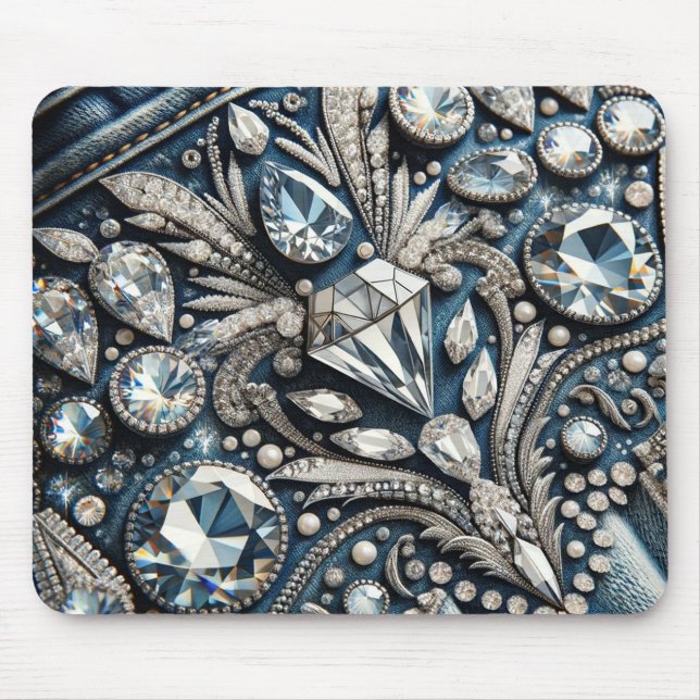 Denim & Diamonds Gemstone Jean Birthday Party Mousepad (Vorne)