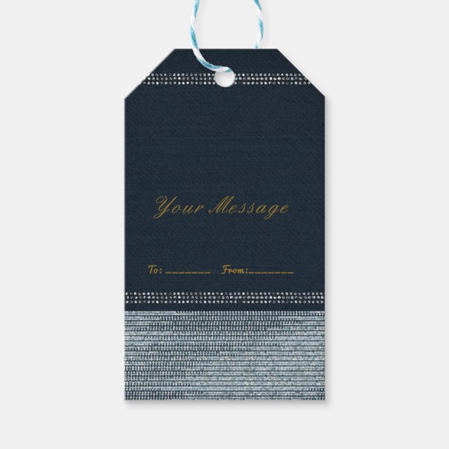 Denim & Diamonds Glam Bling Chic Elegante Gefallen Geschenkanhänger (Vorderseite)