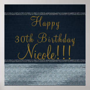 Denim & Diamonds Glam Bling Chic Party Banner Poster