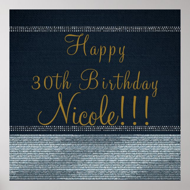 Denim & Diamonds Glam Bling Chic Party Banner Poster (Vorne)