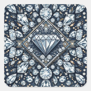 Denim & Diamonds Glam Bling Geburtstagsfeier Quadratischer Aufkleber