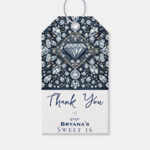 Denim & Diamonds Glam Bling Rose Geburtstagsparty Geschenkanhänger