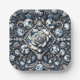 Denim & Diamonds Glam Bling Rose Geburtstagsparty Pappteller