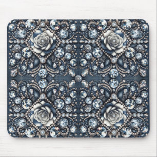 Denim & Diamonds Glam Bling Rose Jewels Mousepad