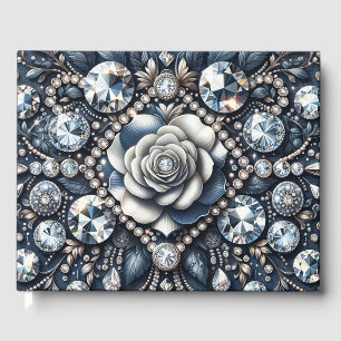 Denim & Diamonds Glam Bling Rose Juwelen Gästebuch