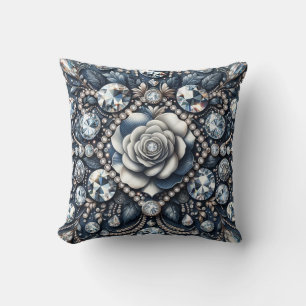 Denim & Diamonds Glam Bling Rose Juwelen Kissen