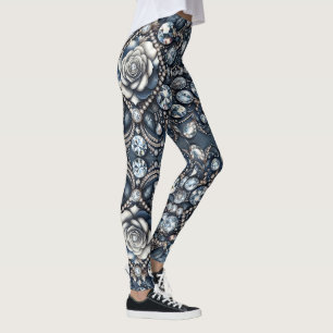 Denim & Diamonds Glam Bling Rose Juwelen Leggings