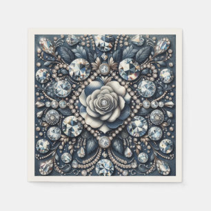 Denim & Diamonds Glam Bling Rosen-Geburtstagsfeier Serviette