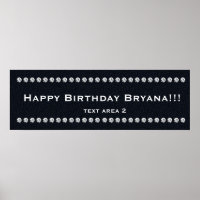 Denim & Diamonds Glam Custom Birthday Party Banner