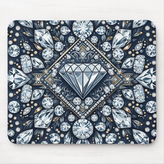 Denim & Diamonds Glam Glitter Mousepad (Vorne)