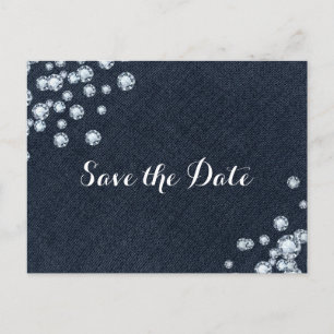 Denim & Diamonds Glam Party Save the Date Ankündigungspostkarte
