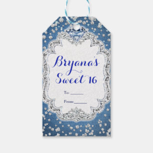 Denim & Diamonds Glam Scattered Bling Gastgeschenk Geschenkanhänger
