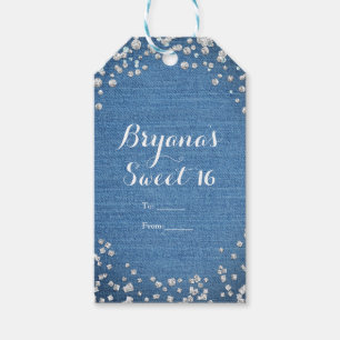 Denim & Diamonds Glam Scattered Bling Gastgeschenk Geschenkanhänger