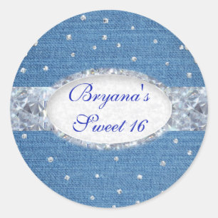 Denim & Diamonds Glam verstreute Bling Favor Runder Aufkleber