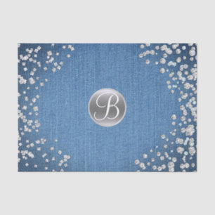 Denim Diamonds Glitzernde Monogramm Anfangsbuchsta Seidenpapier