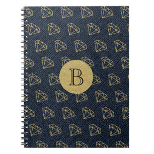 Denim & Diamonds Gold & Blau Glamour Glitzern Notizblock