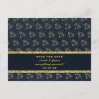 Denim & Diamonds Gold & Blue Glam Save the Date