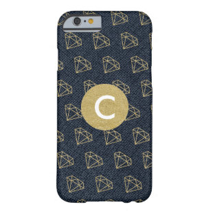 Denim & Diamonds Gold & Blue Personalisiert Barely There iPhone 6 Hülle