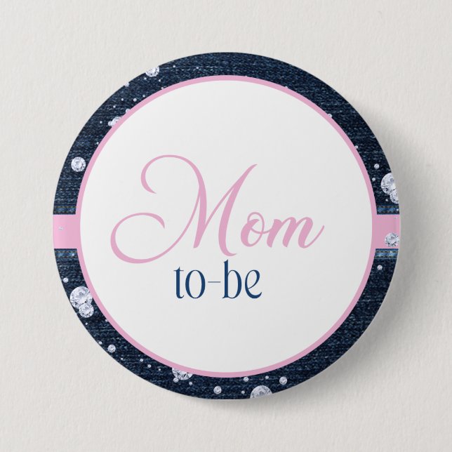 Denim & Diamonds Mom-to-Be Button (Vorderseite)