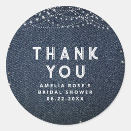 Denim Diamonds Rustic Lights Elegant Vielen Dank Runder Aufkleber