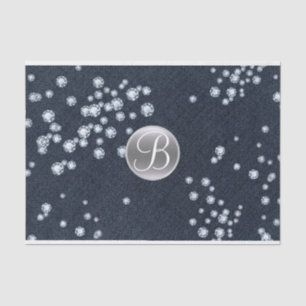 Denim Diamonds Scattered Bling Monogram Initial Seidenpapier