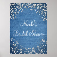 Denim & Diamonds Scattered Bling Poster Banner