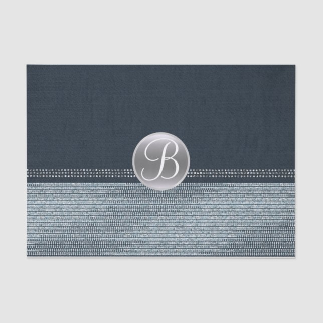 Denim Diamonds Sparkle Glam Monogram Initial Seidenpapier (Vorderseite)