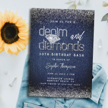Denim Diamonds Typografie Chic 30. Geburtstags-Par