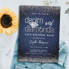 Denim Diamonds Typografie Chic 30. Geburtstags-Par Einladung