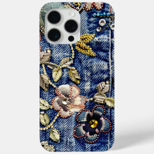 Denim Dreamland Blühte: Kristall-Enhanced Blue Case-Mate iPhone Hülle