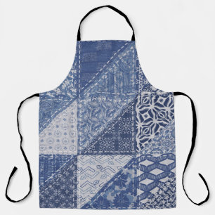 Denim-Dreieck-Patchwork-Vintage-Textur. Schürze