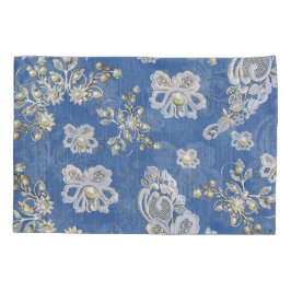 Denim - Elfenbeinperlen wiederholen Muster Kissenbezug