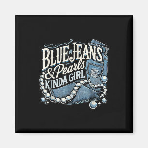 Denim Fabric Blue Jeans Pearls Skinny Jeans Lover Magnet