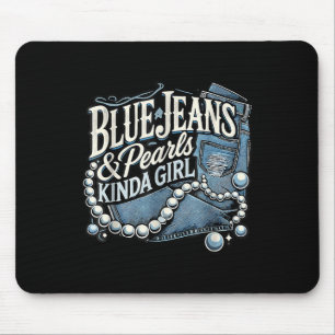Denim Fabric Blue Jeans Pearls Skinny Jeans Lover Mousepad