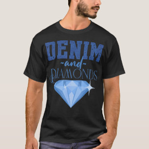 Denim Fabric Diamonds Stylish Skinny Jeans Lover T-Shirt