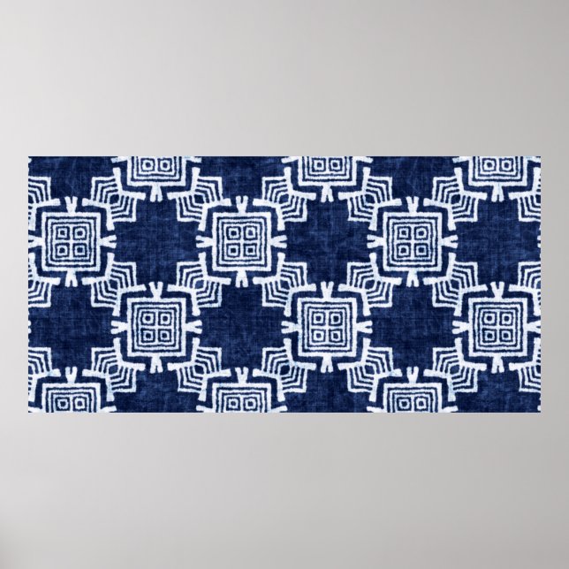 Denim farbige Stammesmuster Poster (Vorne)