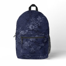 Denim-Farbton Navy-Blau Floral-Rucksack