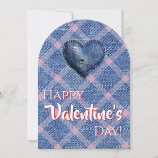 Denim Heart Valentine's Day Plaid Friendship Einladung