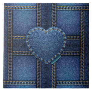 Denim-Herz Fliese