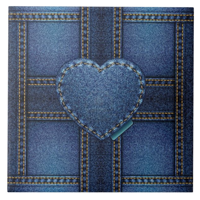 Denim-Herz Fliese (Vorderseite)