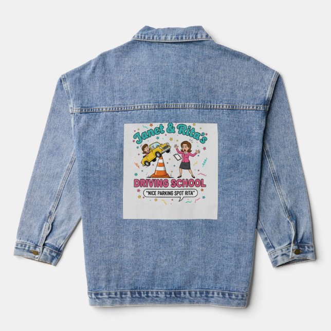 Denim-Jacke lustiger Fahrlehrer Jeansjacke (Rückseite)