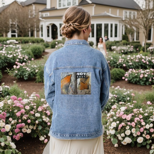 DENIM-JACKE mit "NICHT LEICHT"  Jeansjacke (Hochzeit Rückseite)