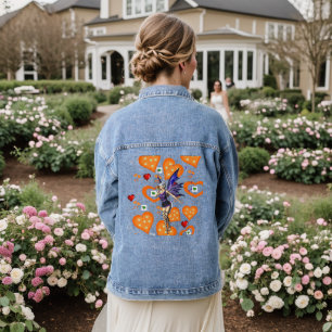 Denim Jacket Blue Orange Hearts Fairy Jeansjacke