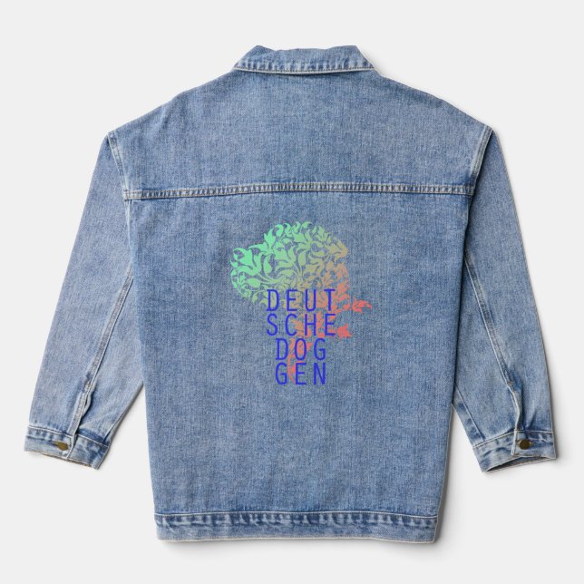 Denim Jacket Great Dane Illustration Floral Jeansjacke (Rückseite)