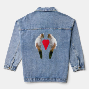 Denim Jacket - Langhaarige Katzen mit Herz Jeansjacke
