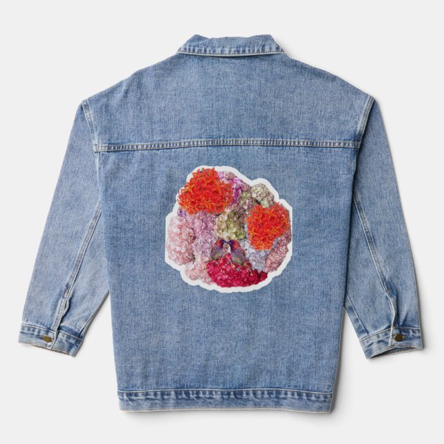 Denim Jacket mit Blume Jeansjacke (Rückseite)
