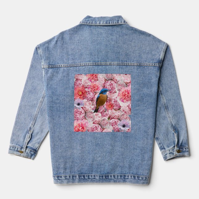Denim Jacket mit Blume Jeansjacke (Rückseite)